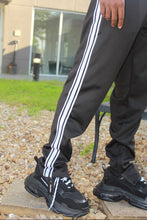 Load image into Gallery viewer, TRIPLE STRIPE TRACK PANTS (BLACK)
